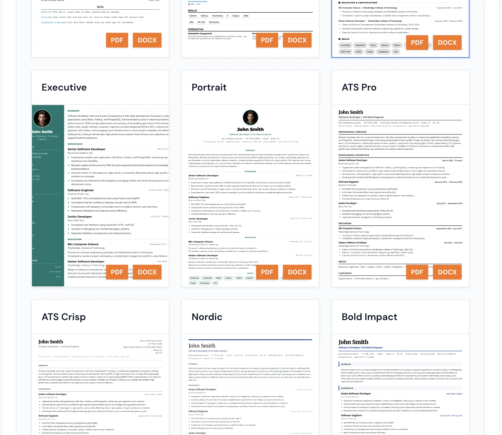 30+ Professional Templates