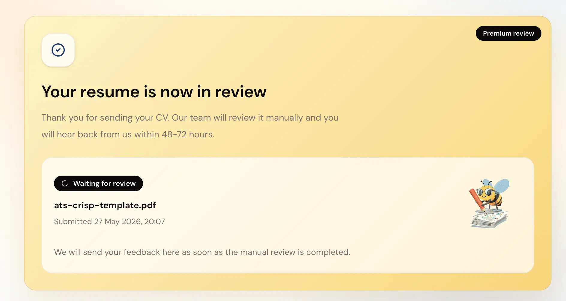 A recruiter reviews it
